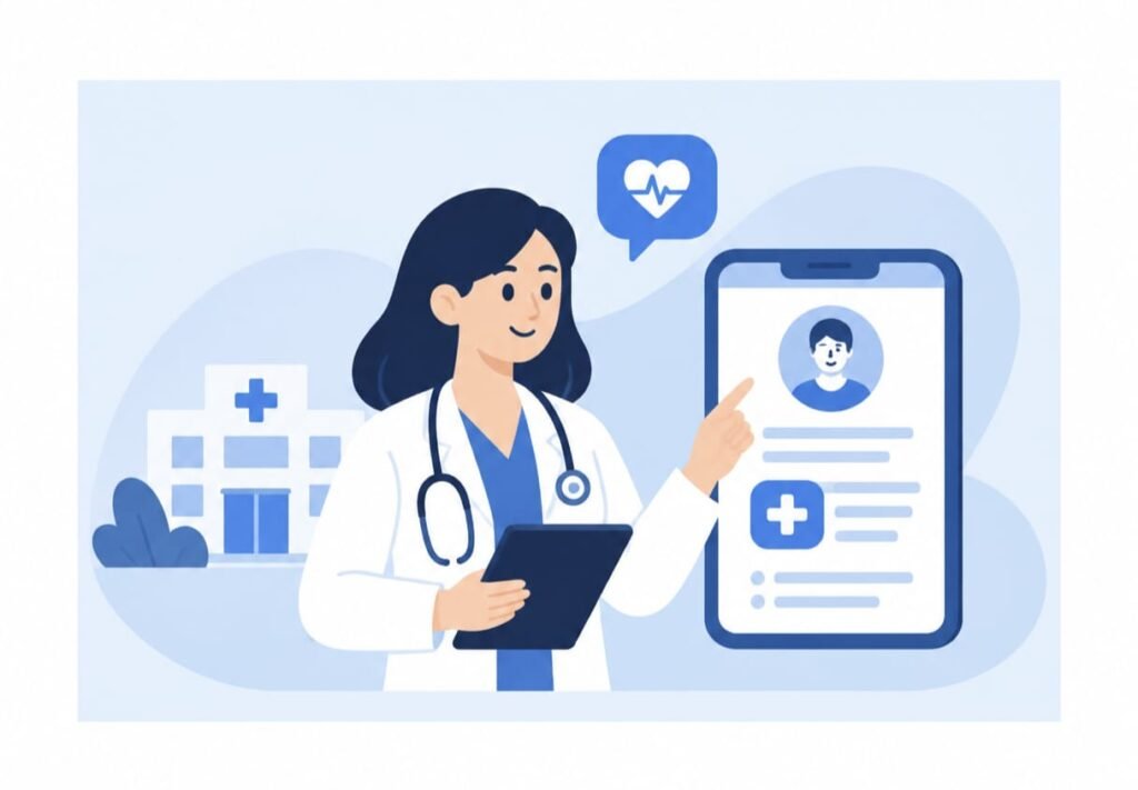 Healthcare professional using digital health technology